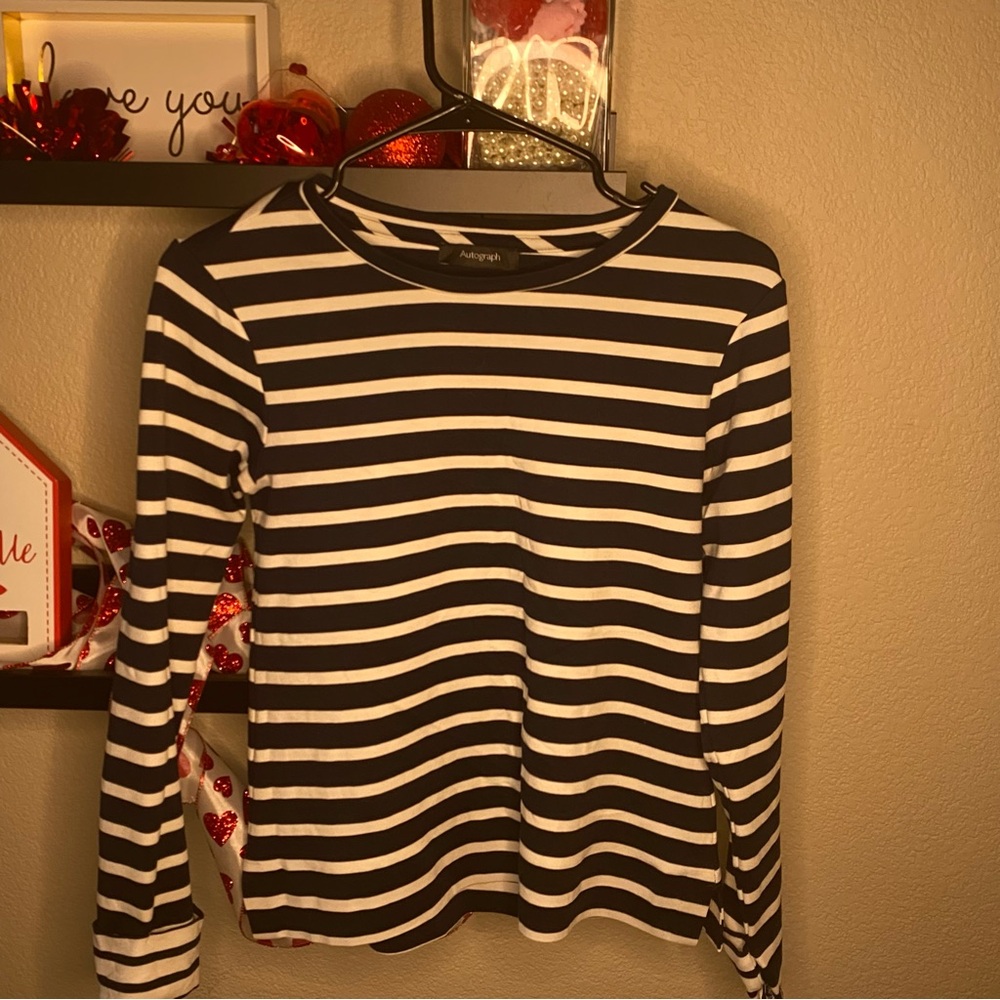 Stripped blue and white top by autograph size S European